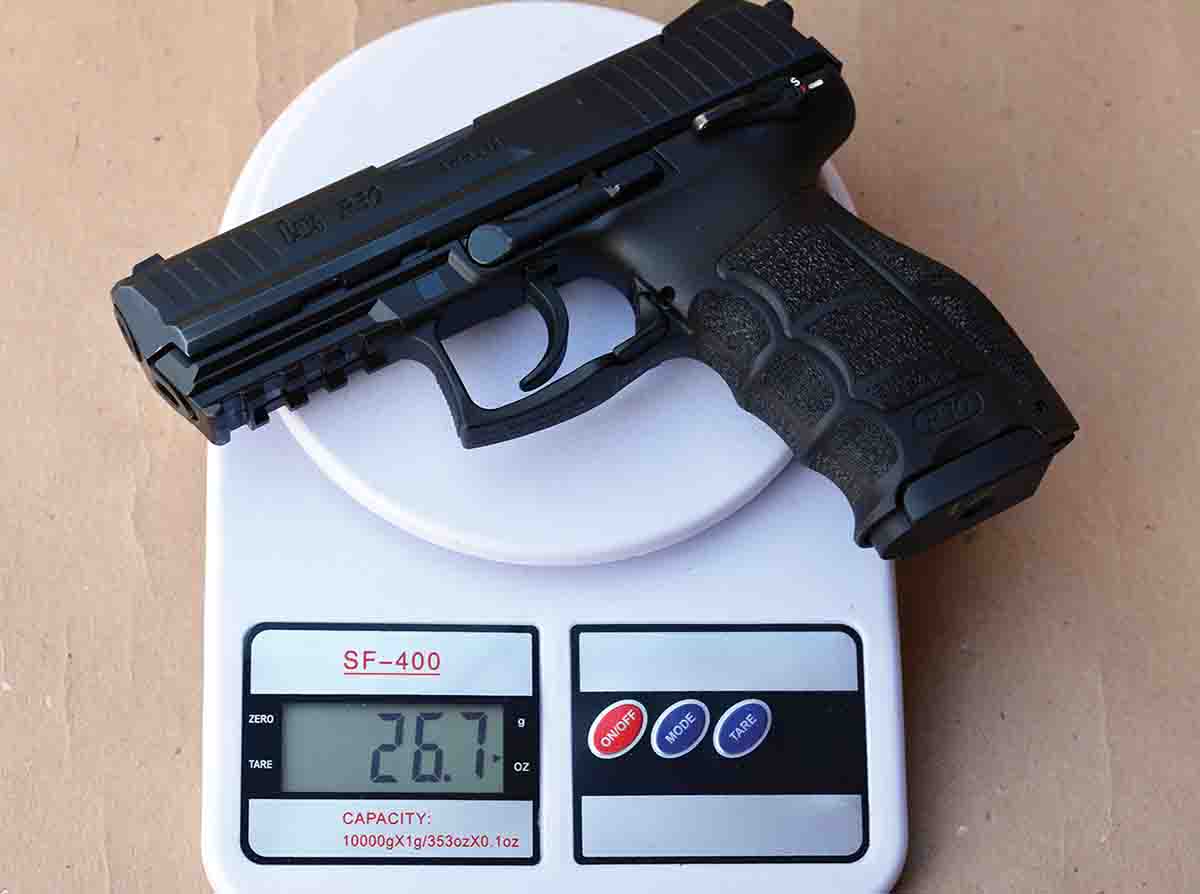 The 9mm features a polymer frame, a steel slide and a 17-round magazine capacity with steel magazines. With a magazine, it weighs 26.7 ounces or 23.6 ounces with the magazine removed.